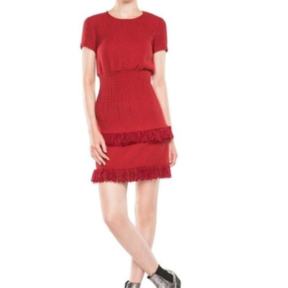 maje red tweed dress